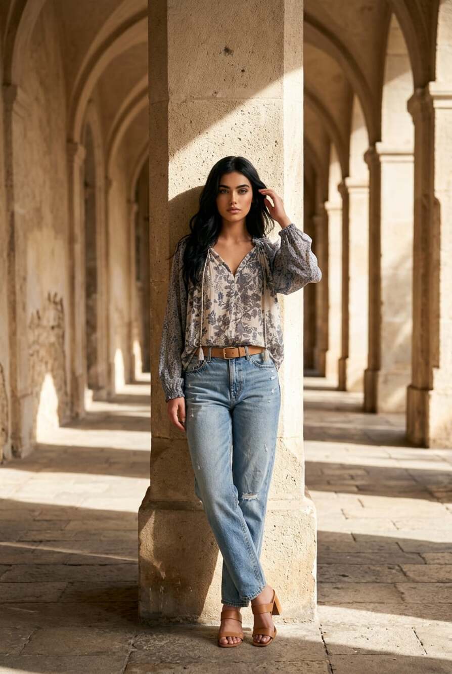 Free People- sheer boho long sleeve shirt size medium